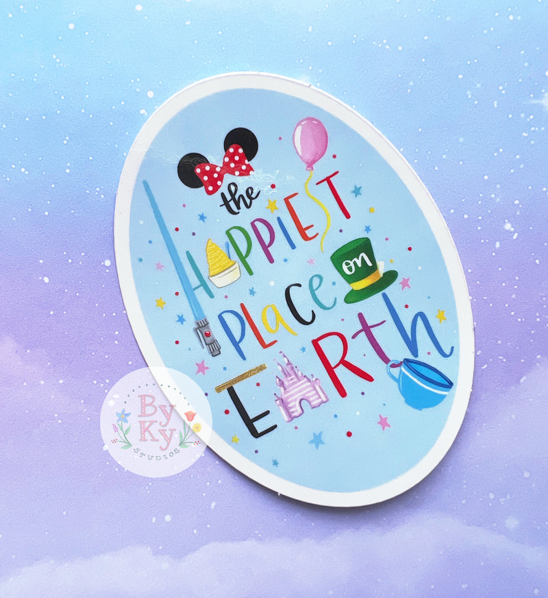 The Happiest Place On Earth Vinyl Sticker