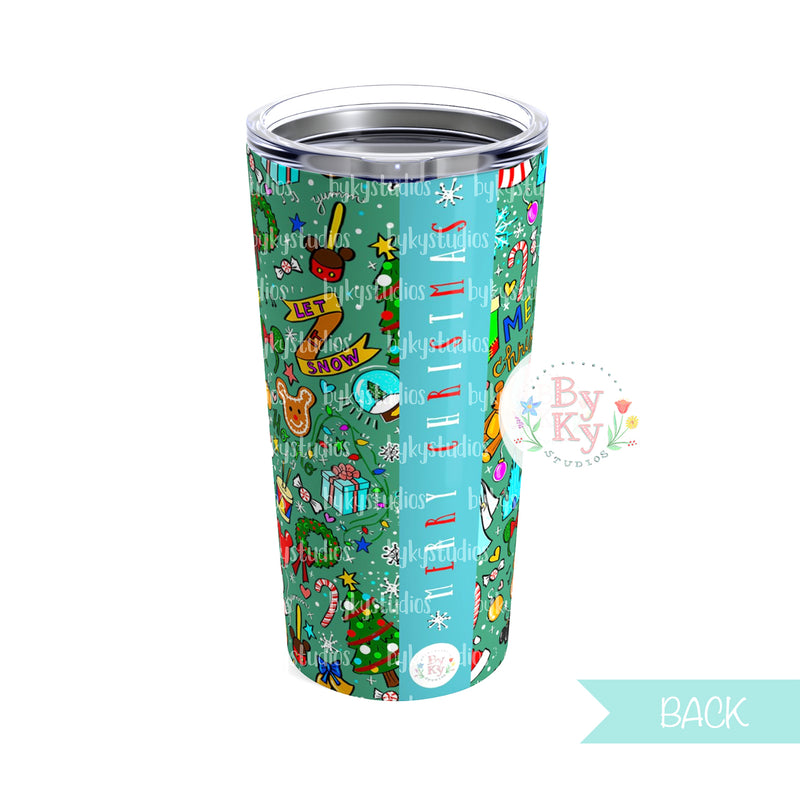 Christmas Doodle Tumbler 20oz