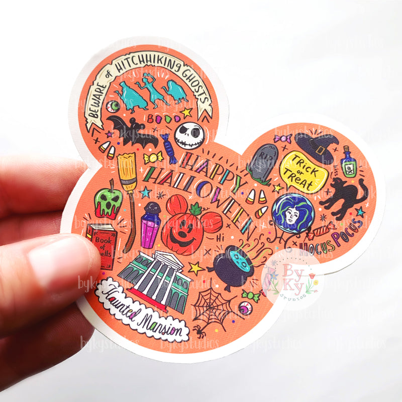 Halloween Mickey Doodle Vinyl Sticker